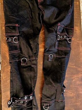 HT Denim Stinger Jeans Black Cargo Pants 30x32 goth punk